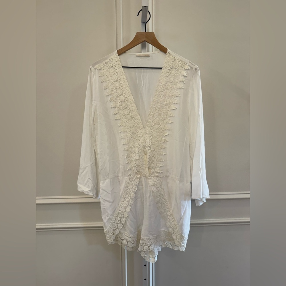 La Blanca White Lace Jumper Cover Up